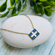 Load image into Gallery viewer, Greek Flag Necklace
